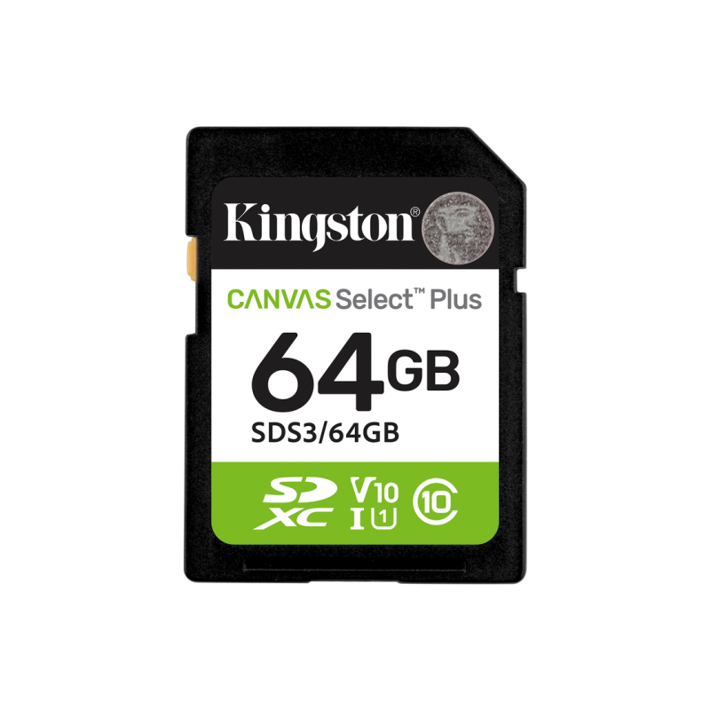 ..64GB  SDXC Card (Class 10) UHS-I , U1, Kingston Canvas Select Plus Gen3 "SDS3/64GB" (R:100MB/s
