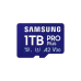 Карта памяти MicroSD 1,0 ТБ (класс 10) UHS-I (U3) + адаптер SD, Samsung PRO Plus "MB-MD1T0SA" (чтение/запись: 180/130 МБ/с)