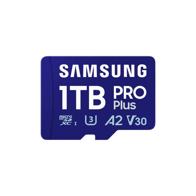 Карта памяти MicroSD 1,0 ТБ (класс 10) UHS-I (U3) + адаптер SD, Samsung PRO Plus "MB-MD1T0SA" (чтение/запись: 180/130 МБ/с)
