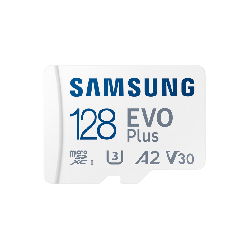 .128 ГБ MicroSD (класс 10) UHS-I (U3)+SD адаптер, Samsung EVO Plus 2024 "MB-MC128SA" (R:160 МБ/с
