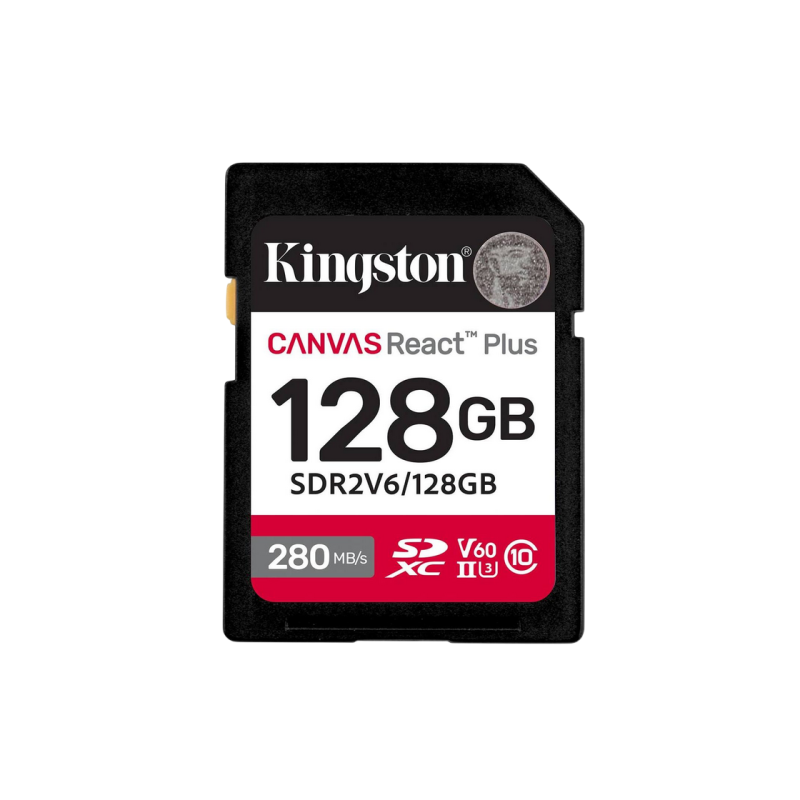.128GB  SDXC Card (Class 10) UHS-II , U3, Kingston Canvas React Plus V60 "SDR2V6/128GB" (R/W:280/100MB/s