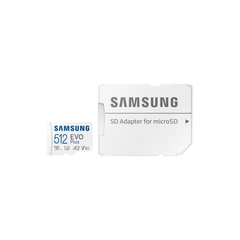 .512 ГБ MicroSD (класс 10) UHS-I (U3) +SD адаптер, Samsung EVO Plus 2024 "MB-MC512SA" (R:160 МБ/с