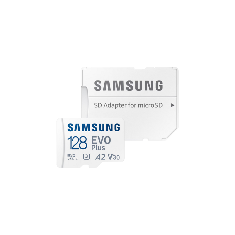 .128 ГБ MicroSD (класс 10) UHS-I (U3)+SD адаптер, Samsung EVO Plus 2024 "MB-MC128SA" (R:160 МБ/с