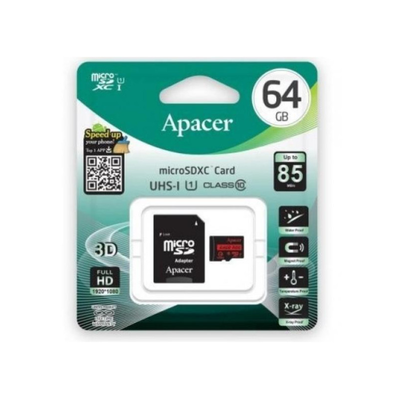 64 GB MicroSD Apacer AP64GMCSX10U5-R