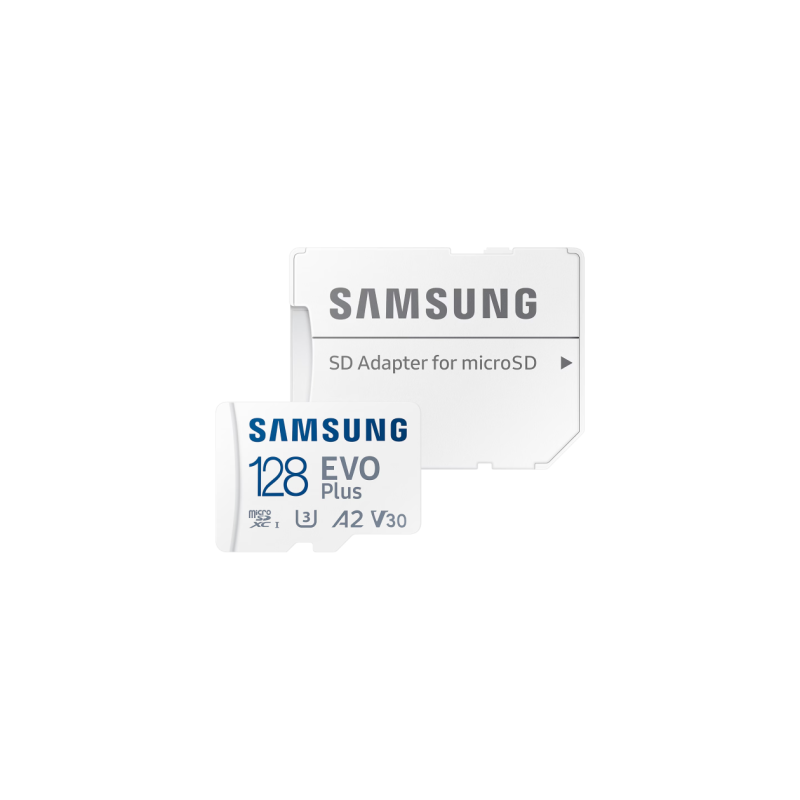 .128 ГБ MicroSD (класс 10) UHS-I (U3)+SD адаптер, Samsung EVO Plus 2024 "MB-MC128SA" (R:160 МБ/с