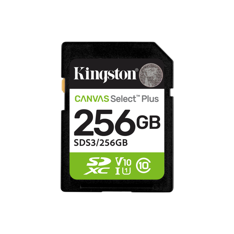 .256GB  SDXC Card (Class 10) UHS-I , U3, Kingston Canvas Select Plus Gen3 "SDS3/256GB" (R/W:100/85MB/s
