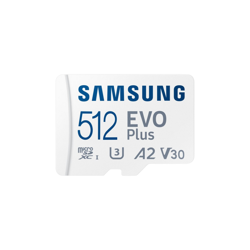 .512 ГБ MicroSD (класс 10) UHS-I (U3) +SD адаптер, Samsung EVO Plus 2024 "MB-MC512SA" (R:160 МБ/с
