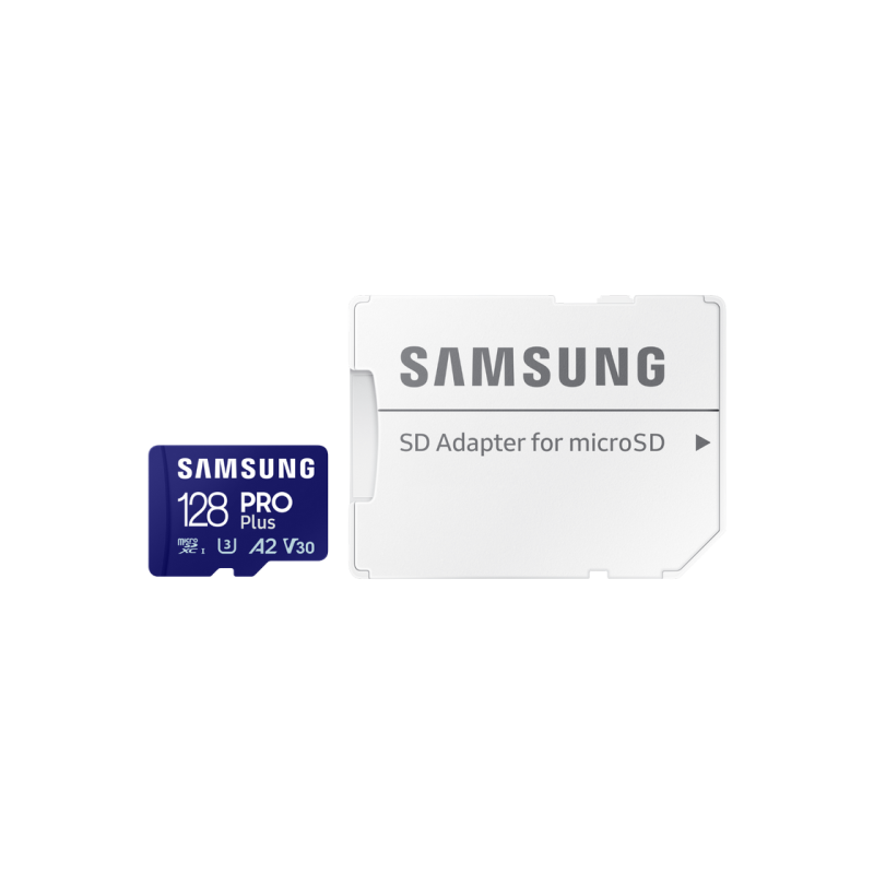 .128 ГБ MicroSD (класс 10) UHS-I (U3)+SD адаптер, Samsung PRO Plus "MB-MD128SA" (чтение/запись: 180/130 МБ/с