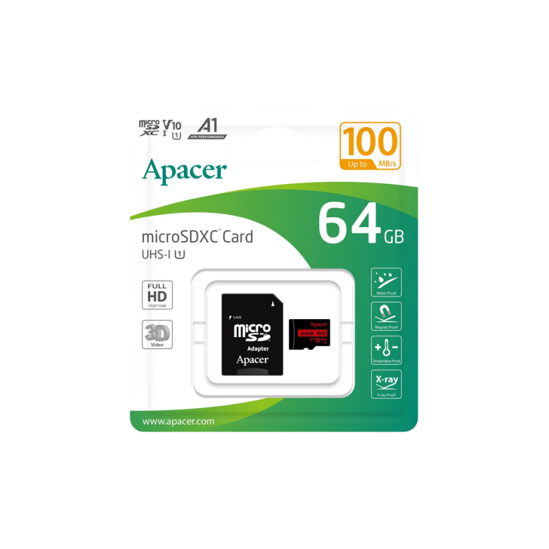 Карта памяти MicroSD 64 GB Apacer "AP64GMCSX10UB-R"