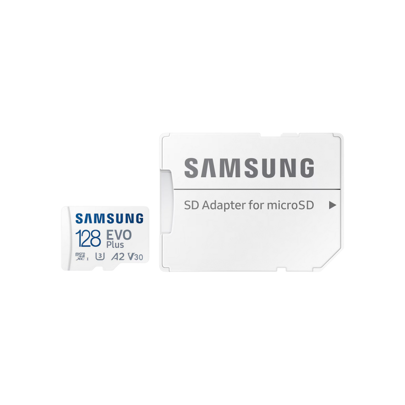 .128 ГБ MicroSD (класс 10) UHS-I (U3)+SD адаптер, Samsung EVO Plus 2024 "MB-MC128SA" (R:160 МБ/с