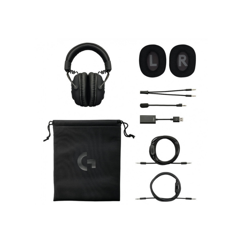 Gaming Headset Logitech G Pro X, 50mm driver, 20-20kHz, 35 Ohm, 91.7dB, 320g, Det. Mic, BLUE VO!CE, DAC, 2m+1.2m, 3