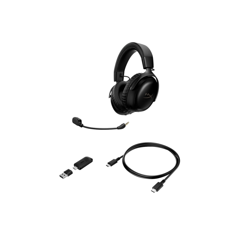 Игровая беспроводная гарнитура HyperX Cloud III S, драйвер 53 мм, 20–20 кГц, 64 Ом, 112 дБ, 346 г, 120 ч, DTS, накладные наушники