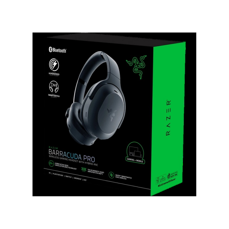 Wireless Gaming Headset Razer Barracuda Pro, 50mm drivers, 20-20kHz, 32 Ohm, 96db, ANC, 340g, 2.4/BT