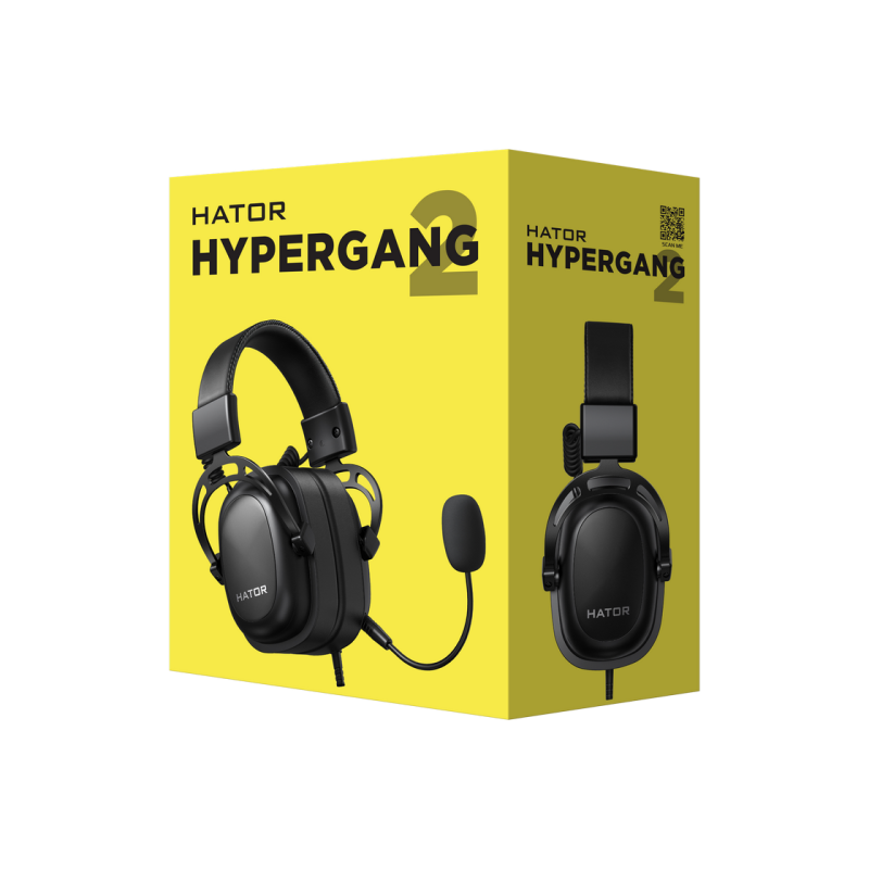 Игровая гарнитура HATOR Hypergang 2, 53-мм драйверы, 10 Гц – 22 кГц, 110 дБ, 64 Ом, 245 г, накладной кабель, 4 м (4-контактный разъем 1,5 м,