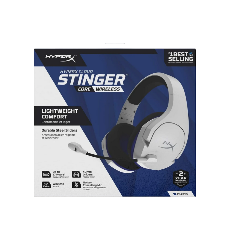 Casti Hyperx Cloud Stinger Core PS5, White/Blue, Wireless