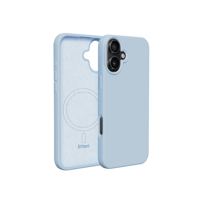 Etteri Apple iPhone 16 Plus, силиконовый чехол Mag, светло-голубой