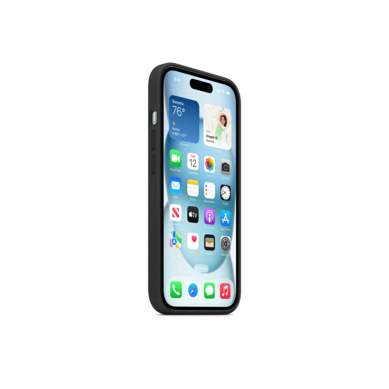 Силиконовый чехол для iPhone 15 с MagSafe - черный