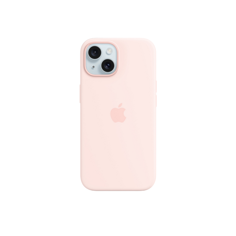 Силиконовый чехол для iPhone 15 с MagSafe - светло-розовый