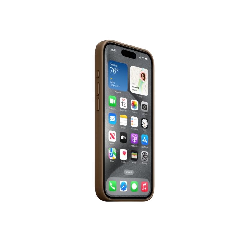 Чехол FineWoven для iPhone 15 Pro с MagSafe — серо-коричневый