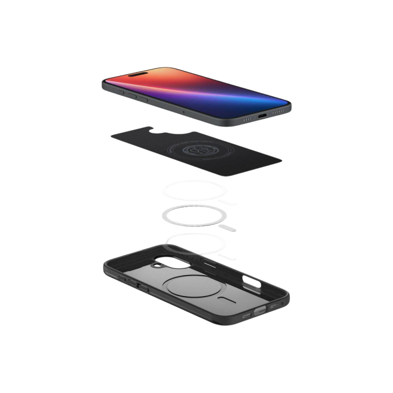 Spigen iPhone 16, тонкий чехол Mag Magsafe, черный