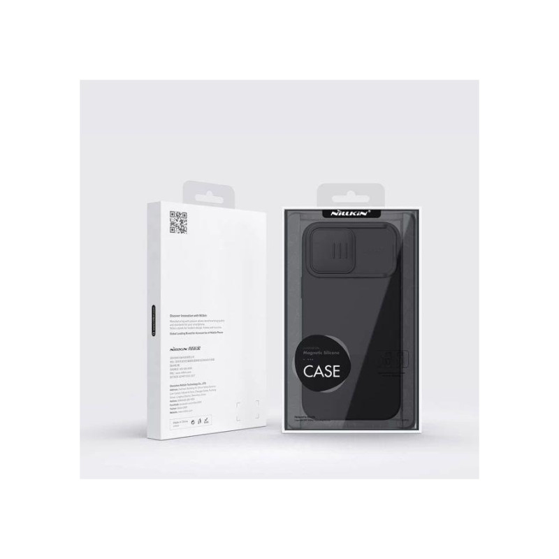Nillkin Apple iPhone 14 Pro Max, силиконовый чехол CamShield Silky Magnetic, элегантный черный