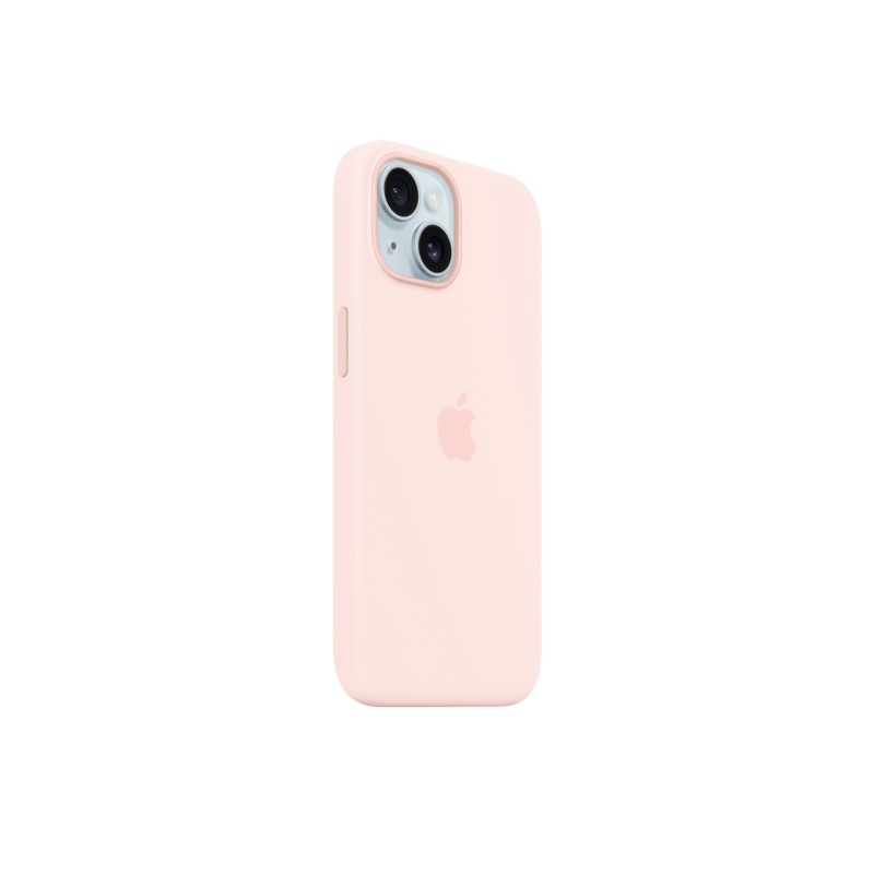 Силиконовый чехол для iPhone 15 с MagSafe - светло-розовый