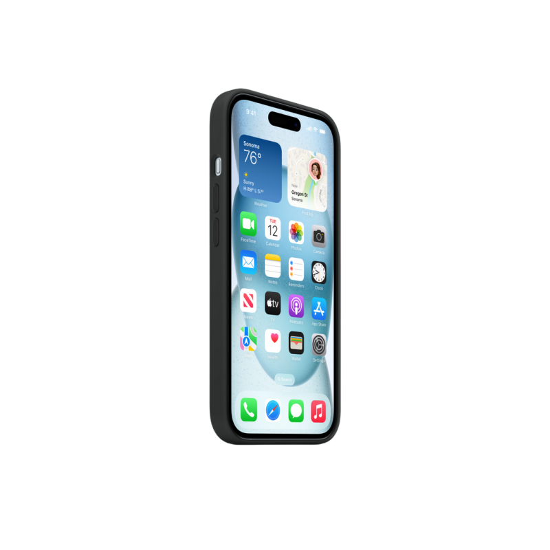 Силиконовый чехол для iPhone 15 с MagSafe - черный