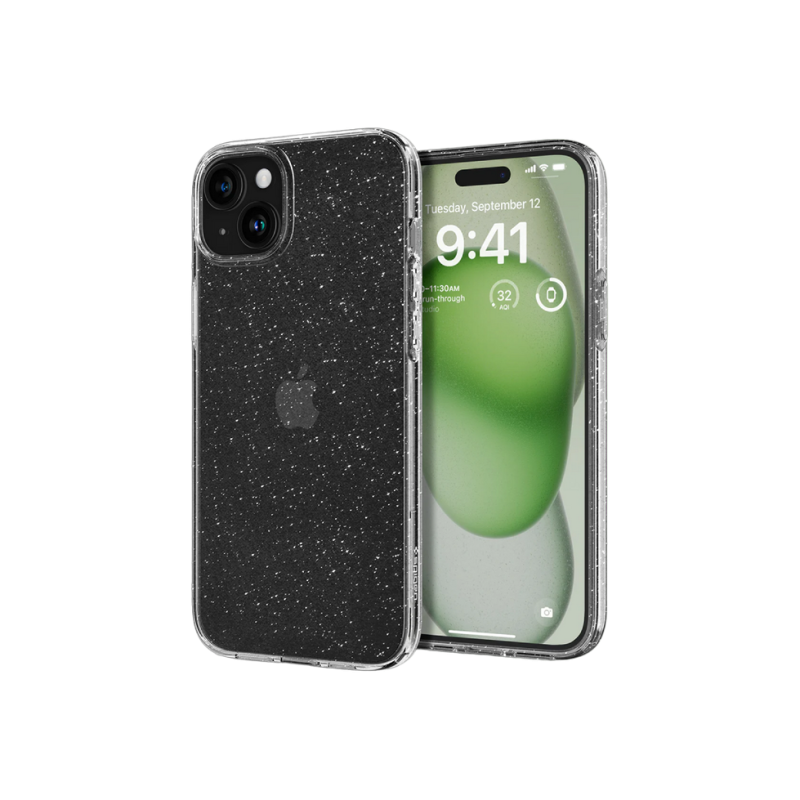 Spigen iPhone 15 Plus, жидкий кристалл, блестящий кристалл