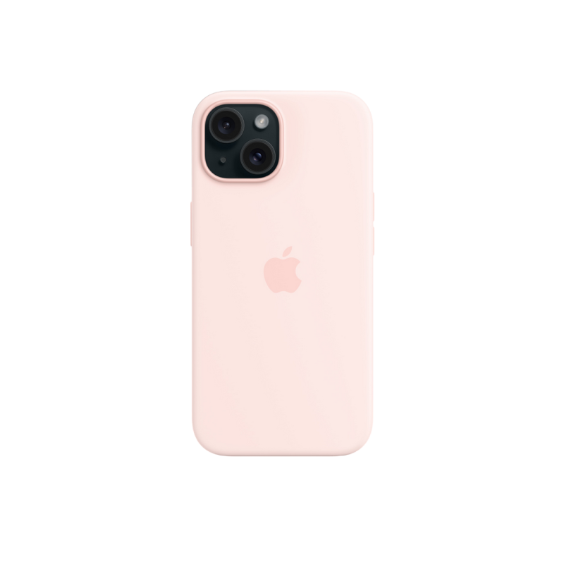 Силиконовый чехол для iPhone 15 с MagSafe - светло-розовый