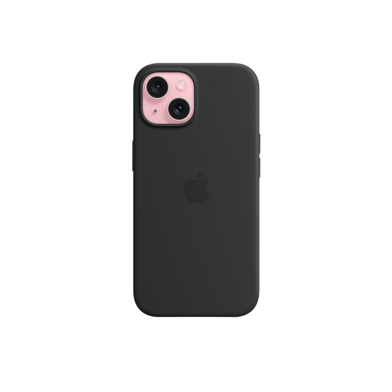 Силиконовый чехол для iPhone 15 с MagSafe - черный