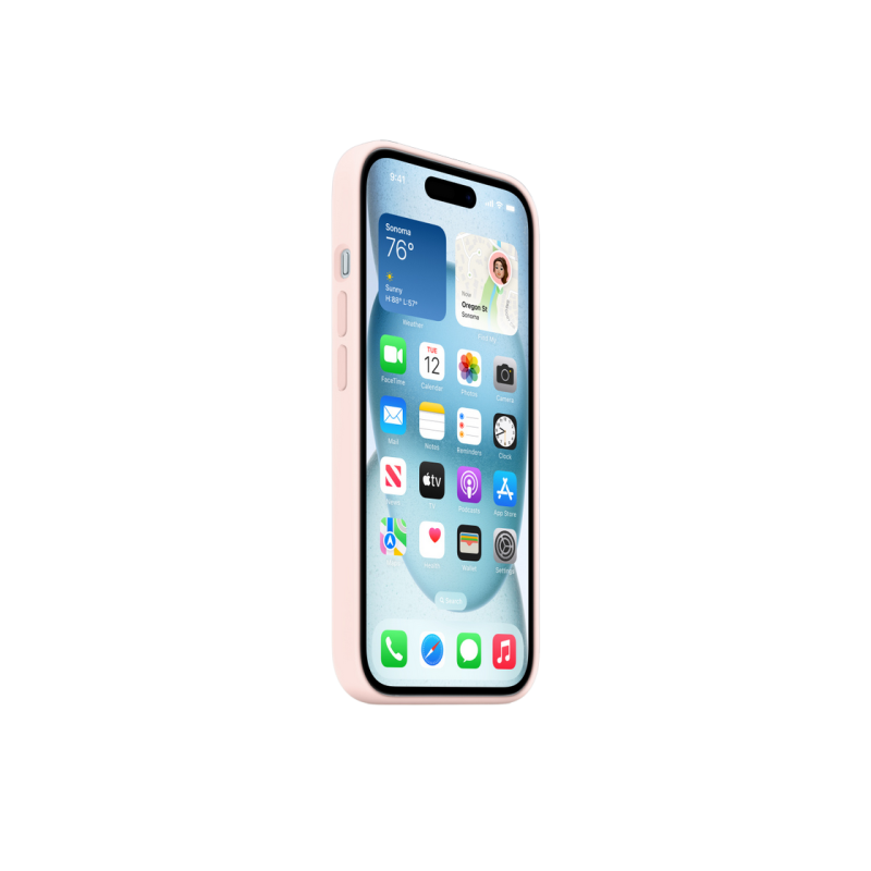 Силиконовый чехол для iPhone 15 с MagSafe - светло-розовый
