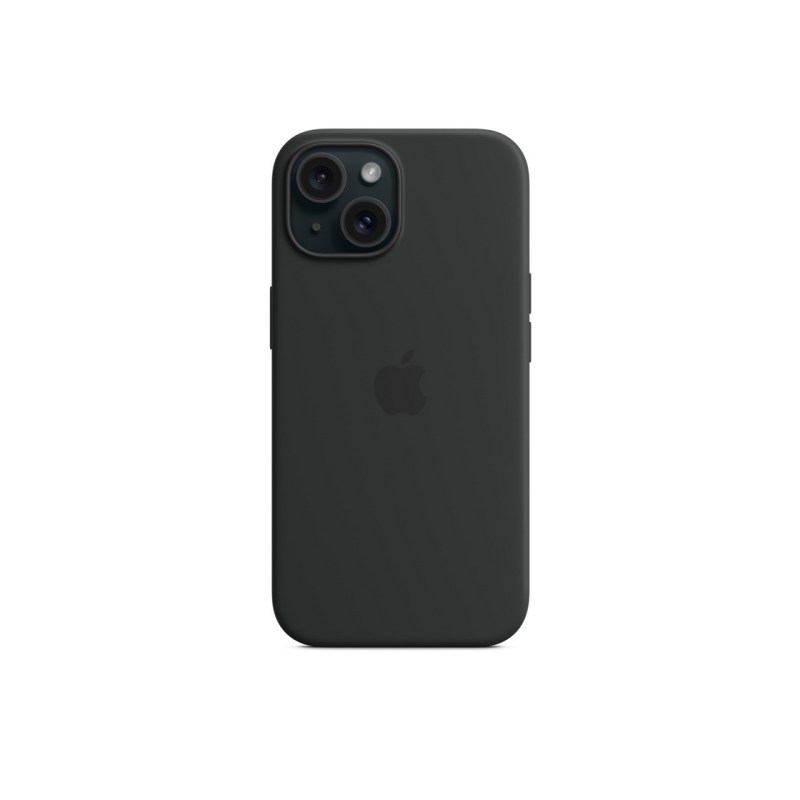 Силиконовый чехол для iPhone 15 с MagSafe - черный