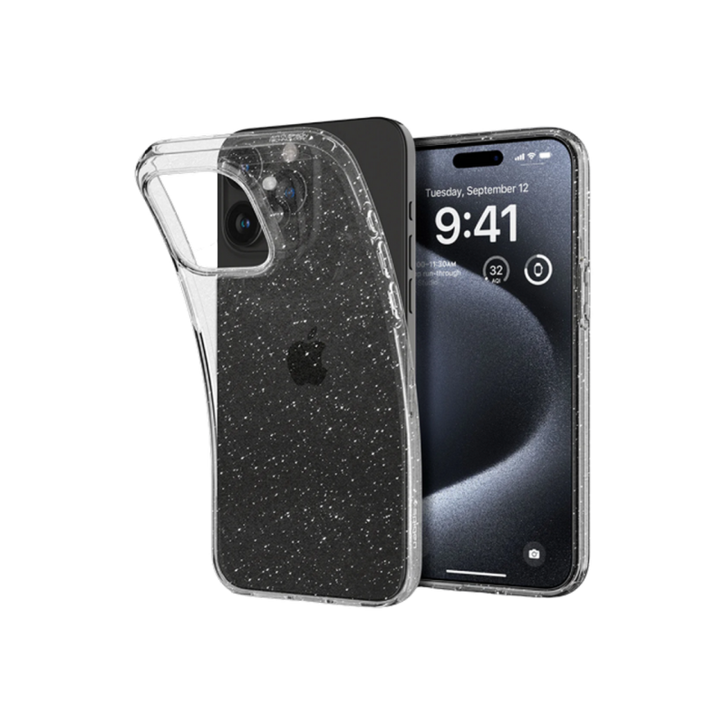 Spigen iPhone 15 Pro, жидкий кристалл, блестящий кристалл