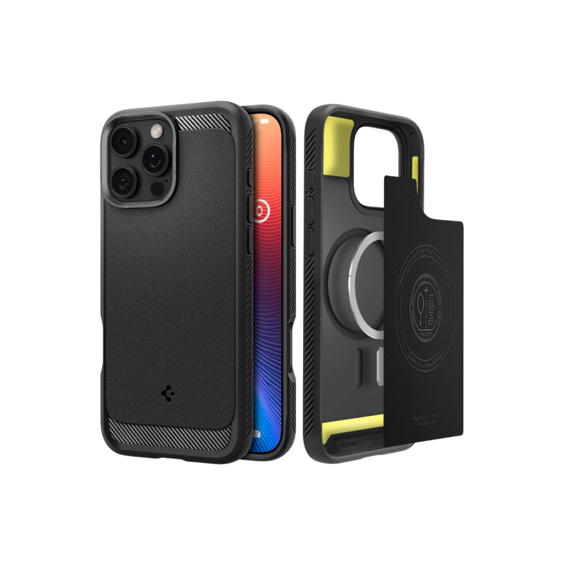 Spigen iPhone 16 Pro, прочный защитный чехол Mag Magsafe, матовый черный