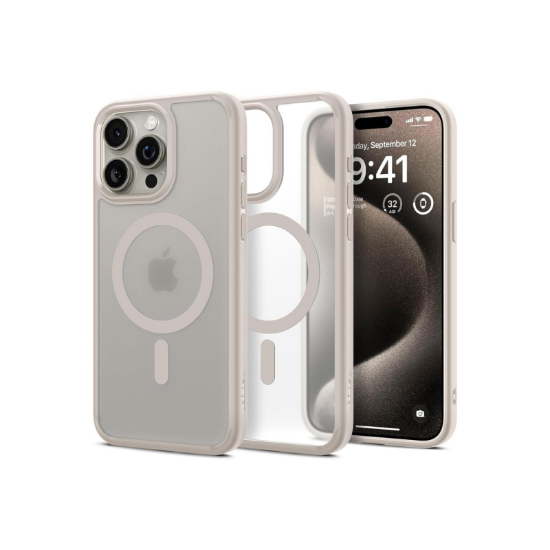 Spigen iPhone 15 Pro, ультрагибридный Mag Magsafe, цвет Frost Natural Titanium