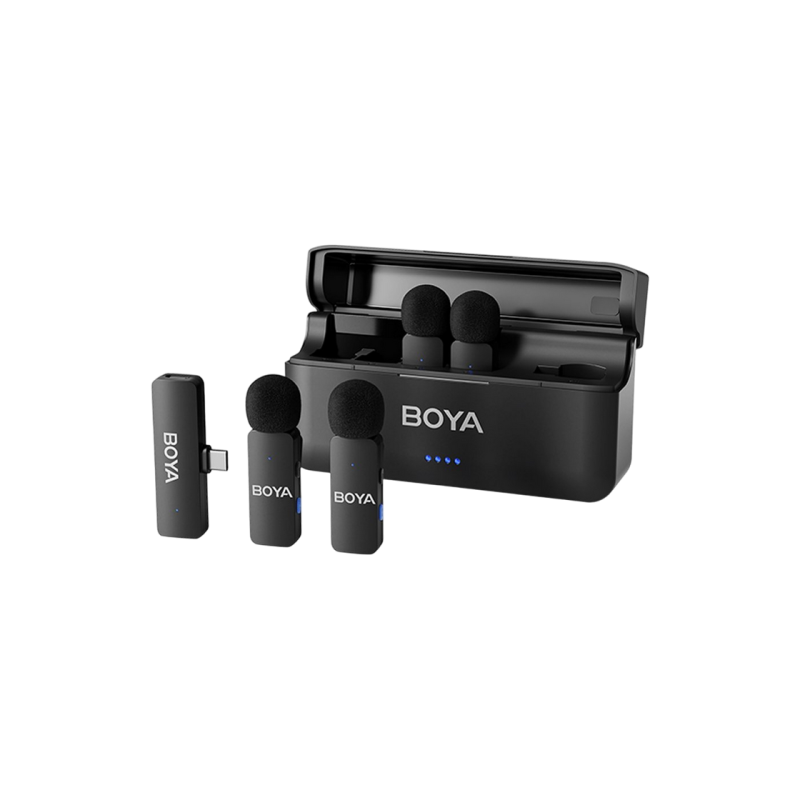 Микрофон беспроводной Boya BY-V4 + чехол для зарядки (4 микрофона) 4VU черный (тип C)