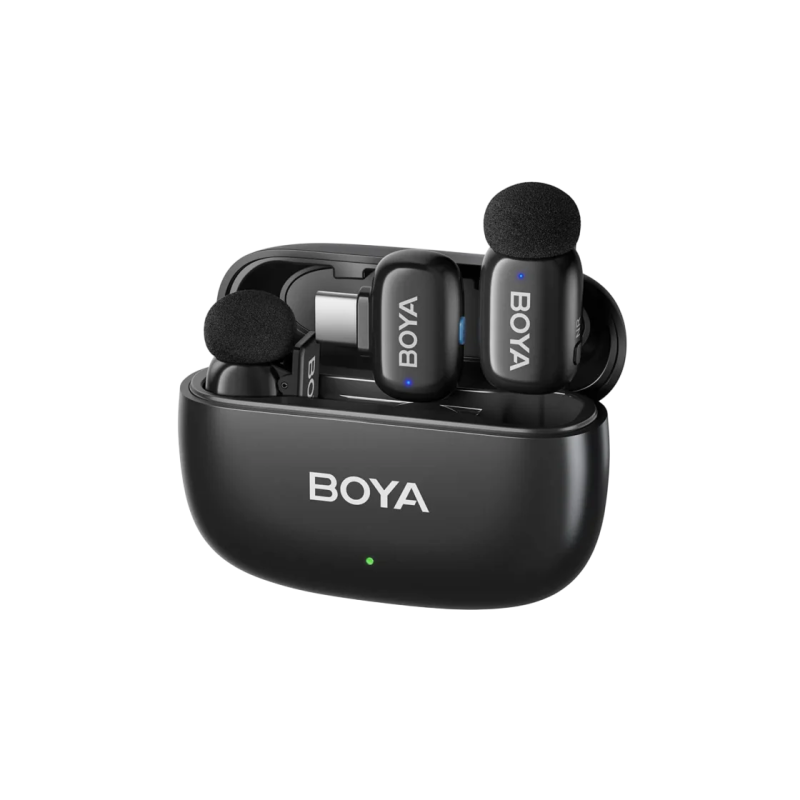 Microphone Wireless Boya Mini 2-02 Ultracompact (2 TX+ 1RX USB-C plug+  Charging case), Silver