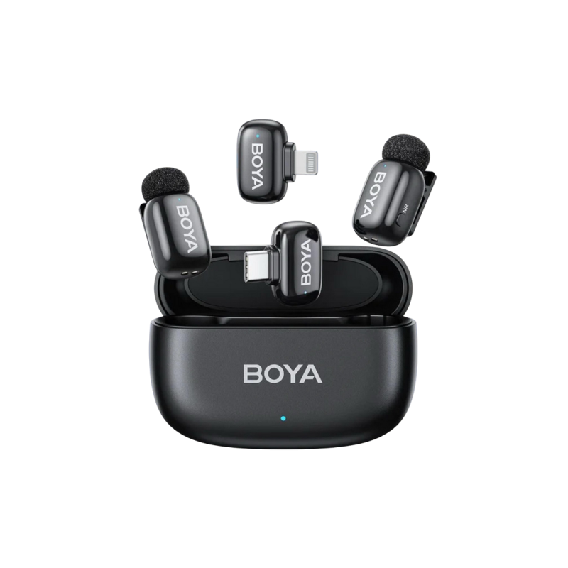 Микрофон беспроводной Boya Mini-12 Ultracompact (Type C + Lightning / 2 микрофона), черный