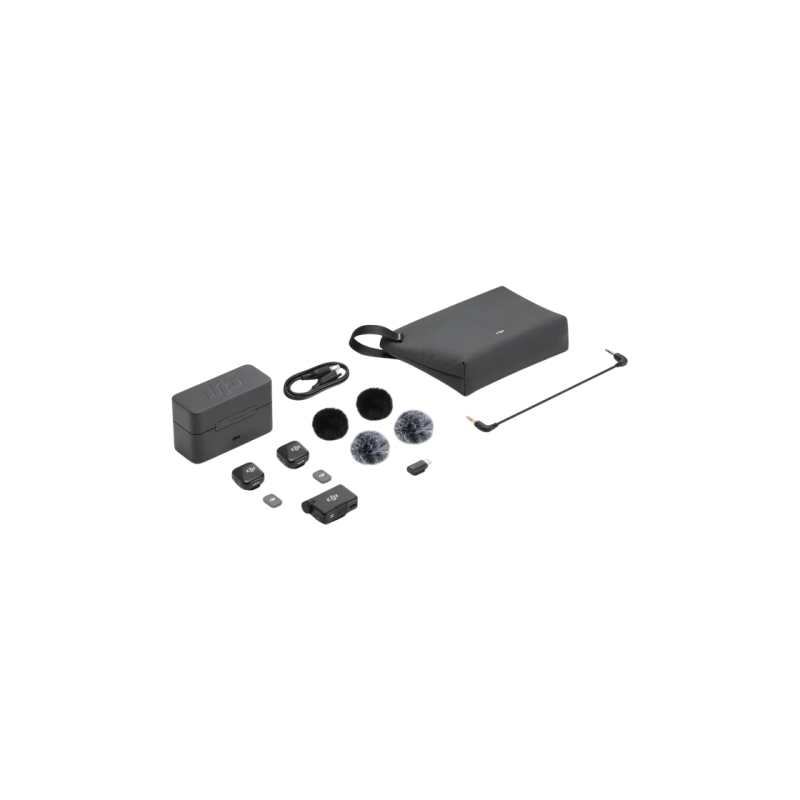 DJI Mic Mini (2 TX + 1 RX + Charging Case) (2 mic),Black