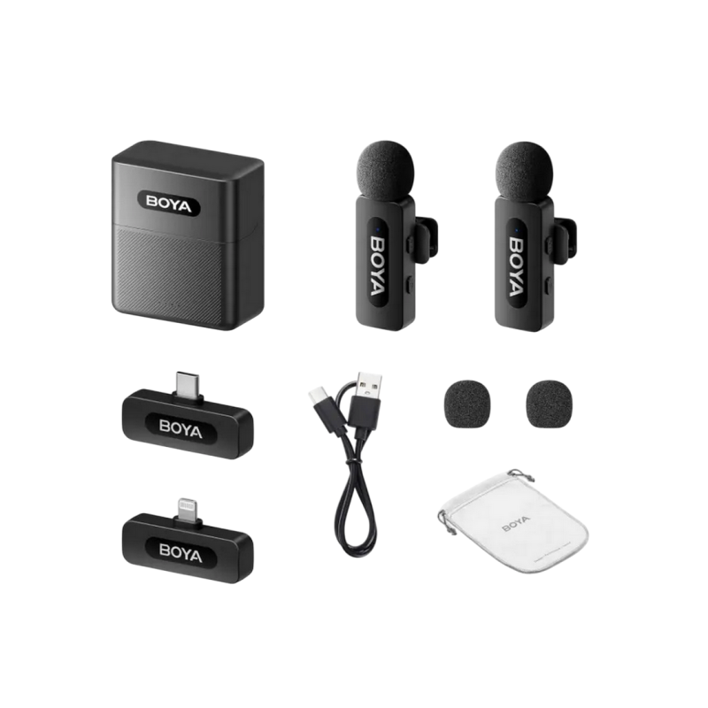 Микрофон беспроводной Boya BY-V3 Combo Ultracompact (Lightning / Type C - 2 микрофона), черный