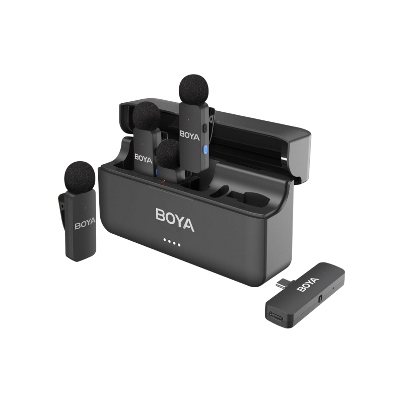 Микрофон беспроводной Boya BY-V4 + чехол для зарядки (4 микрофона) 4VU черный (тип C)