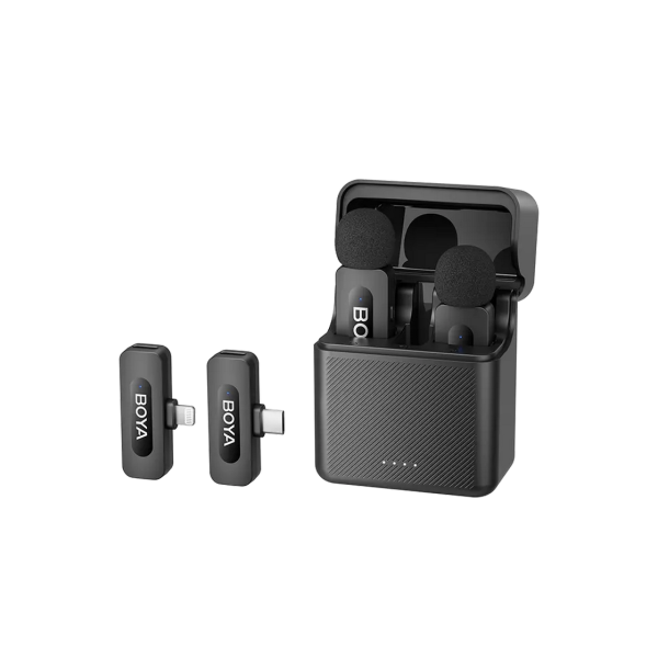 Microphone Wireless Boya BY-V3 Combo Ultracompact (Lighning / Type C - 2 mic), Black