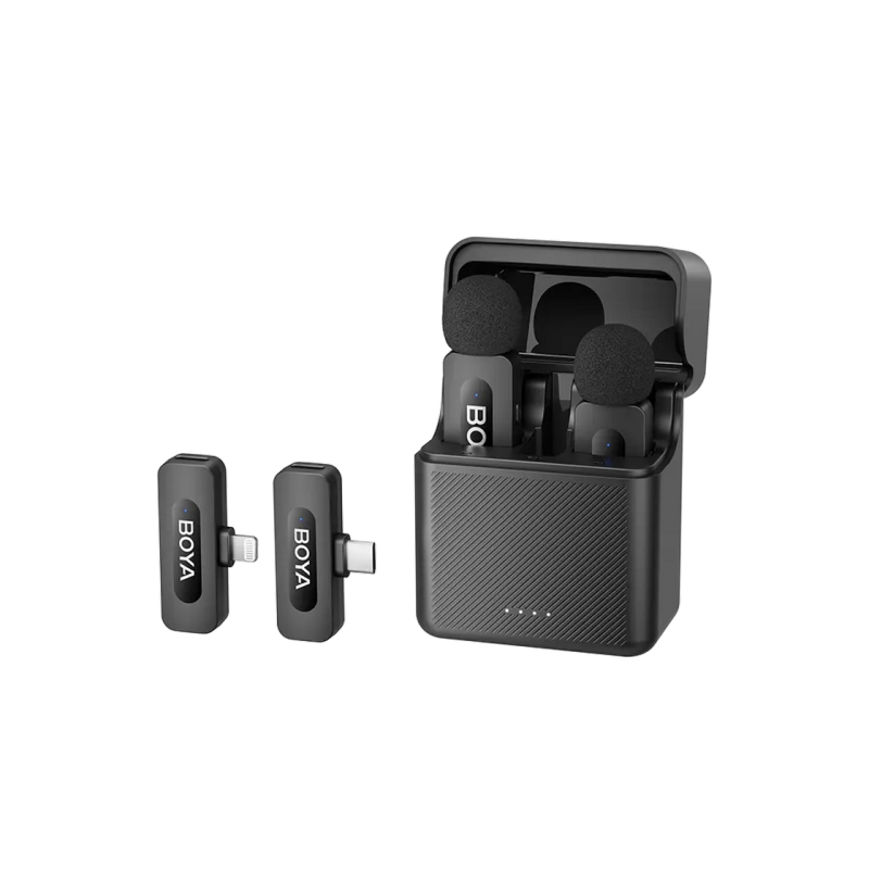 Микрофон беспроводной Boya BY-V3 Combo Ultracompact (Lightning / Type C - 2 микрофона), черный