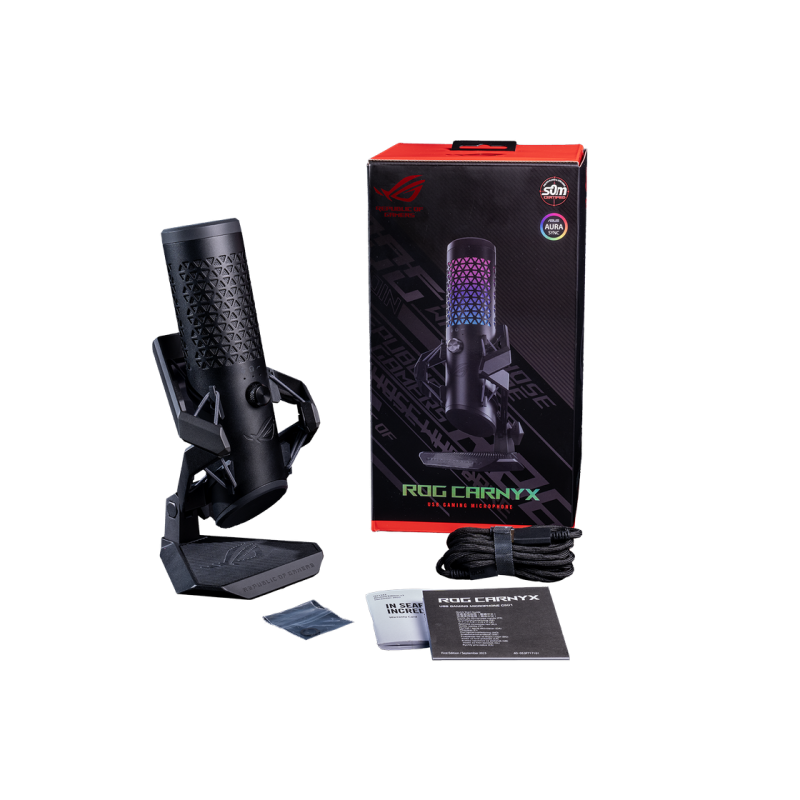 Microphones Asus ROG Carnyx, 25mm Condenser Microphone, Cardioid, 120db, -37db, 192 kHz, 24bit, RGB, Built-in pop