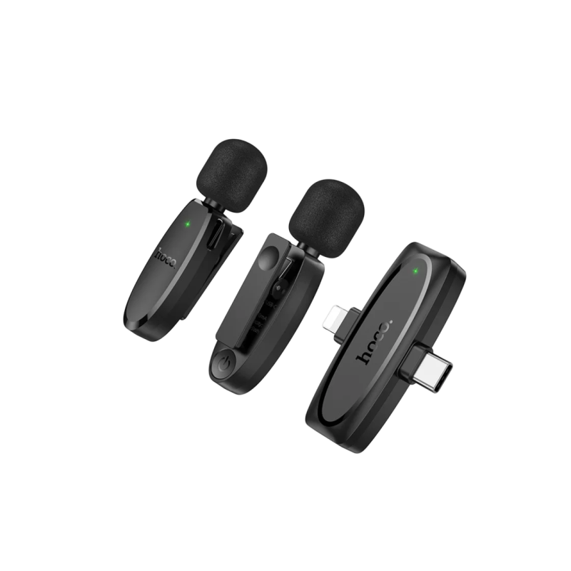 Hoco L15 Dual-mic clip-on wireless digital microphone(iP/Type-C), Black