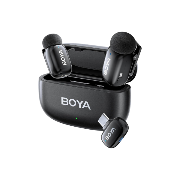 Microphone Wireless Boya Mini 2-02 Ultracompact (2 TX+ 2RX USB-C plug+  Charging case), Black