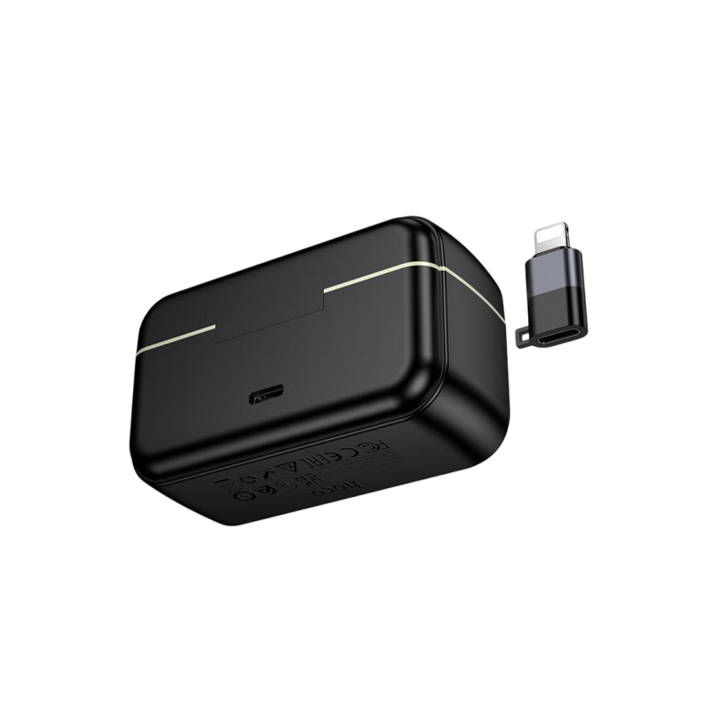 Hoco L22 Bright 2-in-1 wireless microphone with case(iP/Type-C), Black