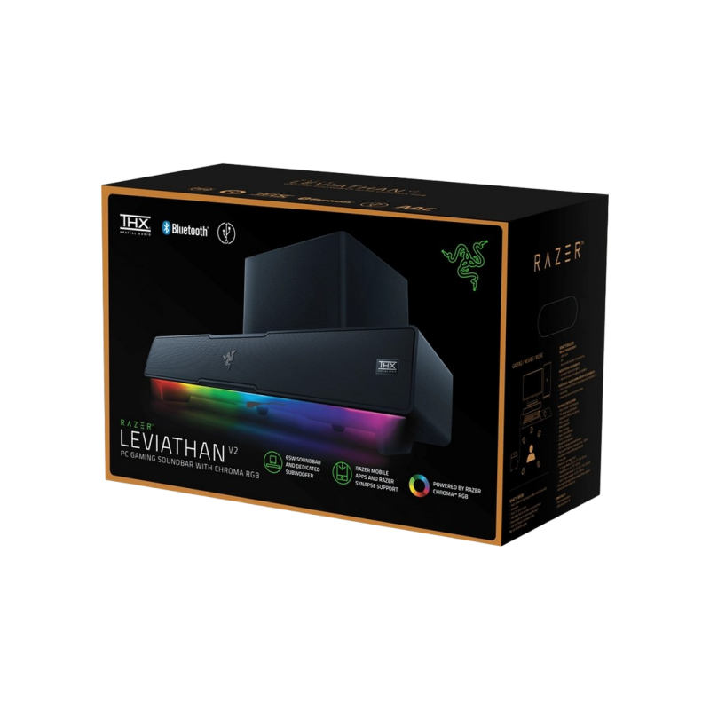 Gaming Soundbar & Subwoofer Razer Leviathan V2, THX Spatial Audio, RGB, BT 5.2/USB