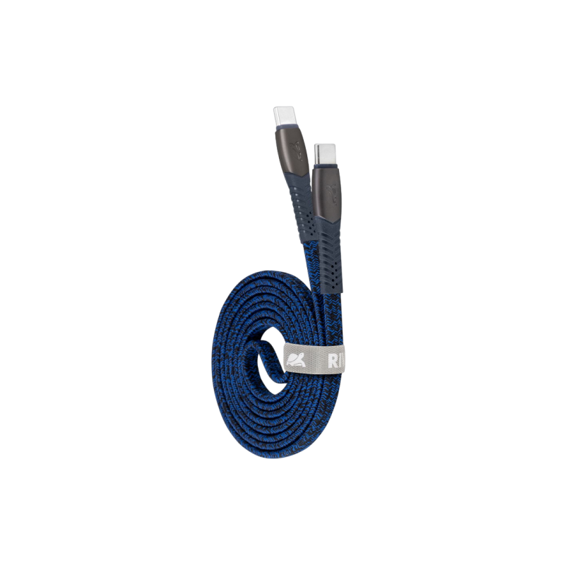 Type-C to Type-C Cable Rivacase PS6105 BL12, nylon braided, 1.2M, Blue