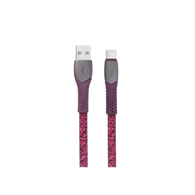 Type-C Cable Rivacase PS6102 RD12, nylon braided, 1.2M, Red